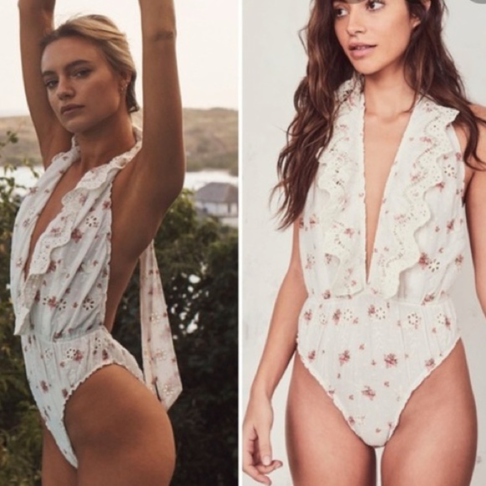 LoveShackFancy Peony Bodysuit Size Small